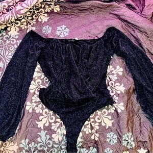 Akira Glittery Off Shoulder Bodysuit